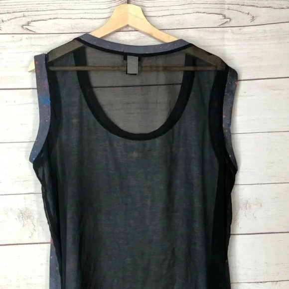 Torrid Blue Galaxy Sharkbite Hem Sheer Back Tank Top 1 - Picture 6 of 7